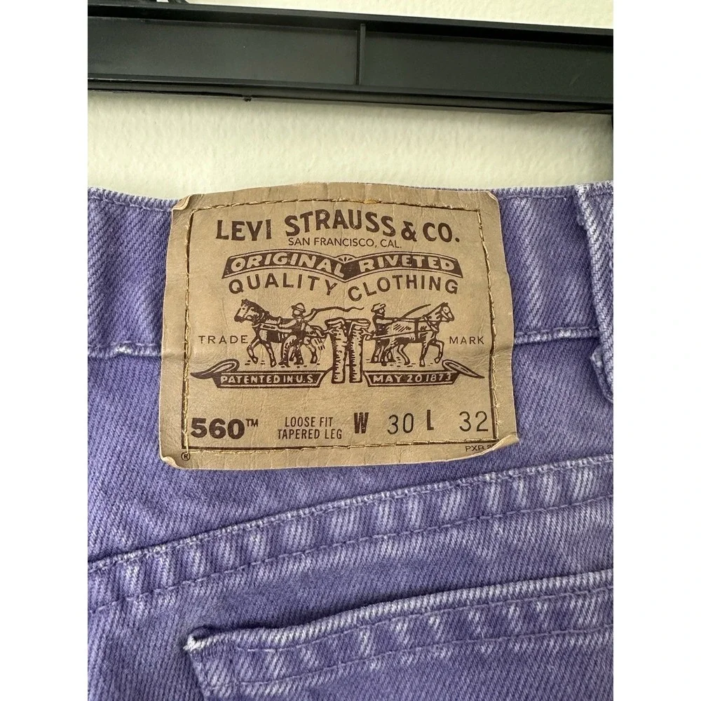 VTG 1993 Levi's 560 Purple‎ Orange Tab Made in USA Near Deadstock W30x32